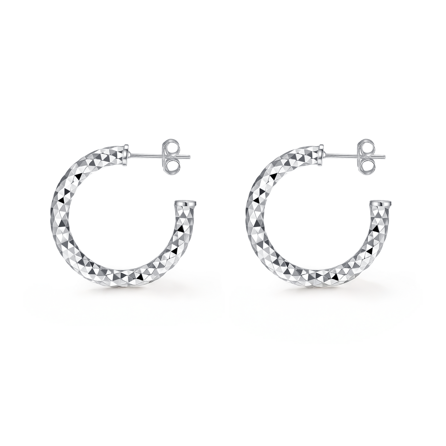 Faceted Diamond-cut Hoop Earrings