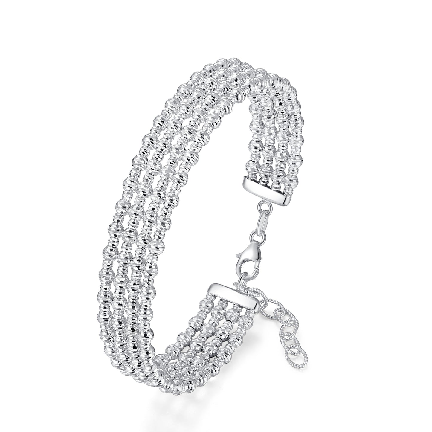 Diamond Cut Fourfold Beads Bangle