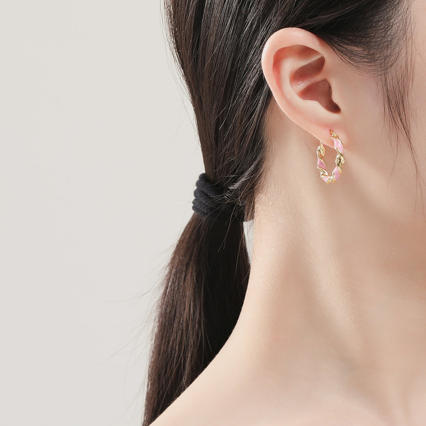 FK Enamel Twisted Earrings