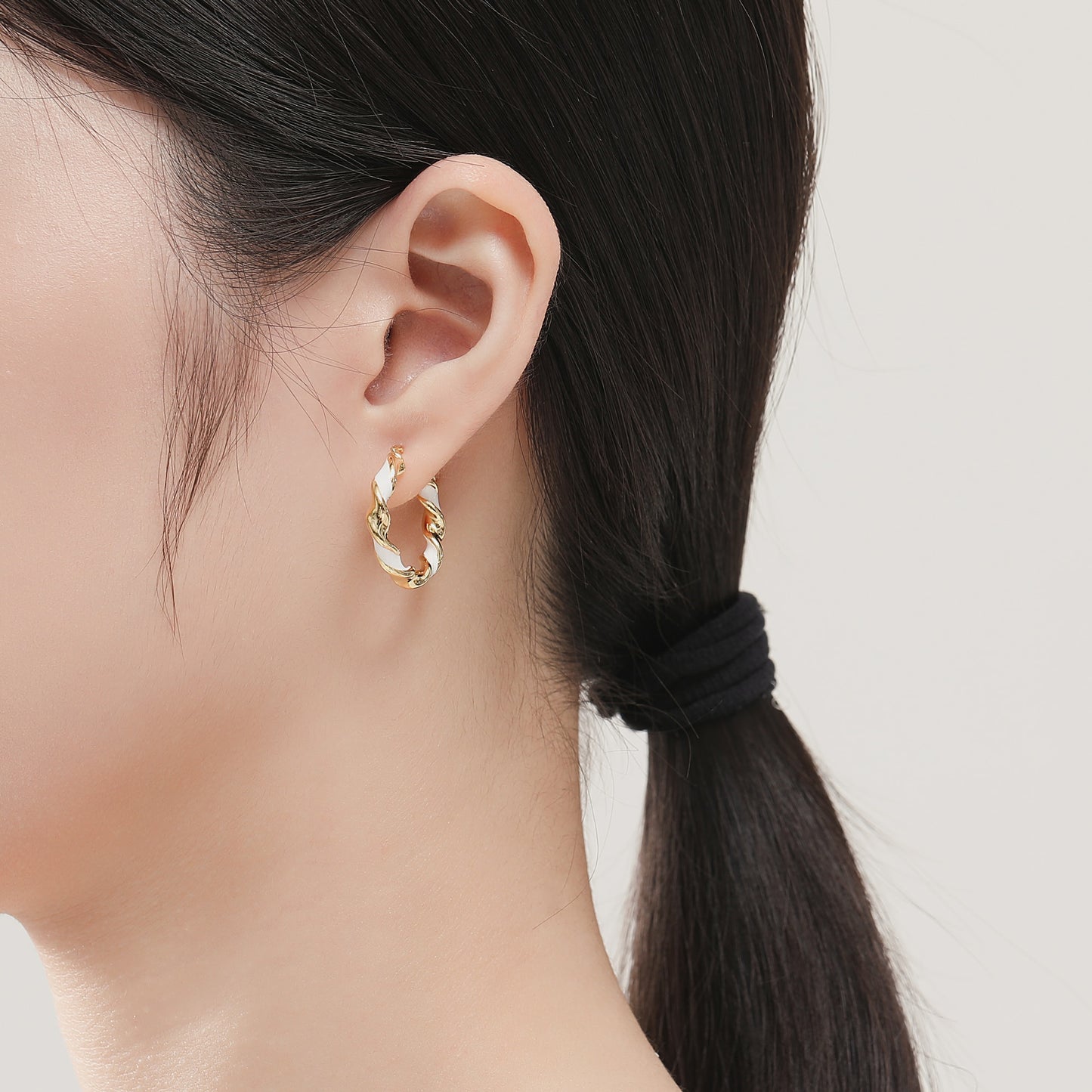 FK Enamel Twisted Earrings