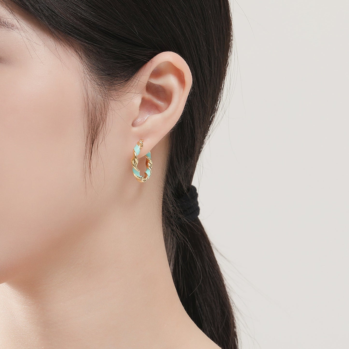 FK Enamel Twisted Earrings