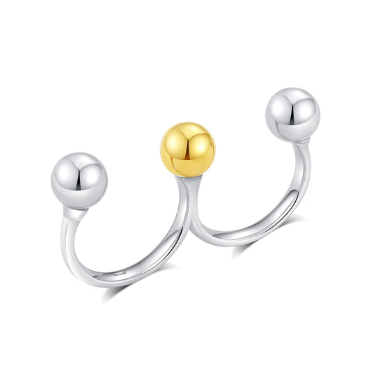 <tc>Anello con Piccola Sfera Bicolorata</tc>