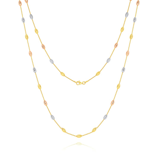 <tc>Collana da 70cm con Perle Scintillanti Diagonale a Tre Colori</tc>