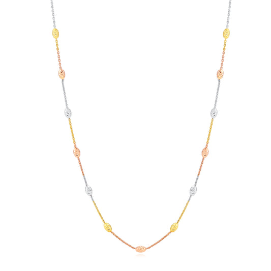 <tc>Collana con Perle Scintillanti Diagonale a Tre Colori</tc>