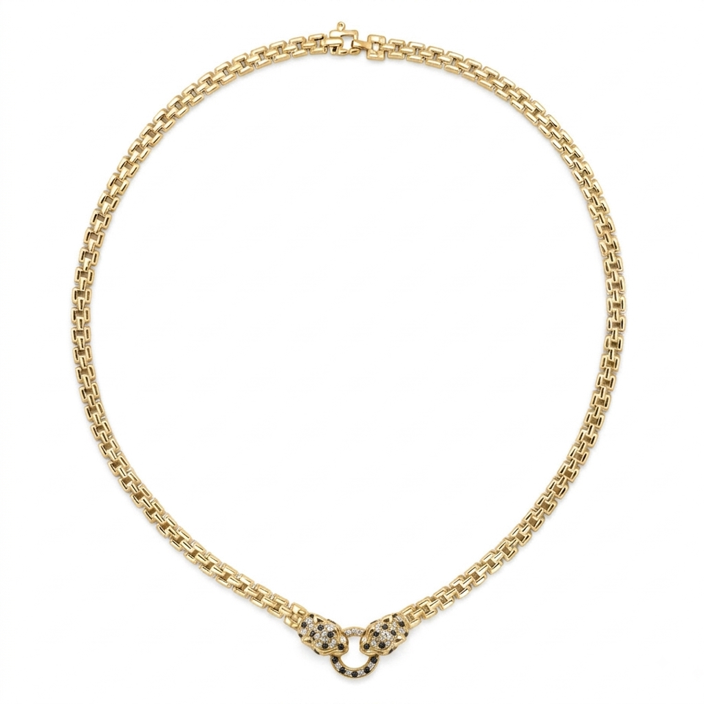 Panther Onyx C.Z. Watchband Necklace