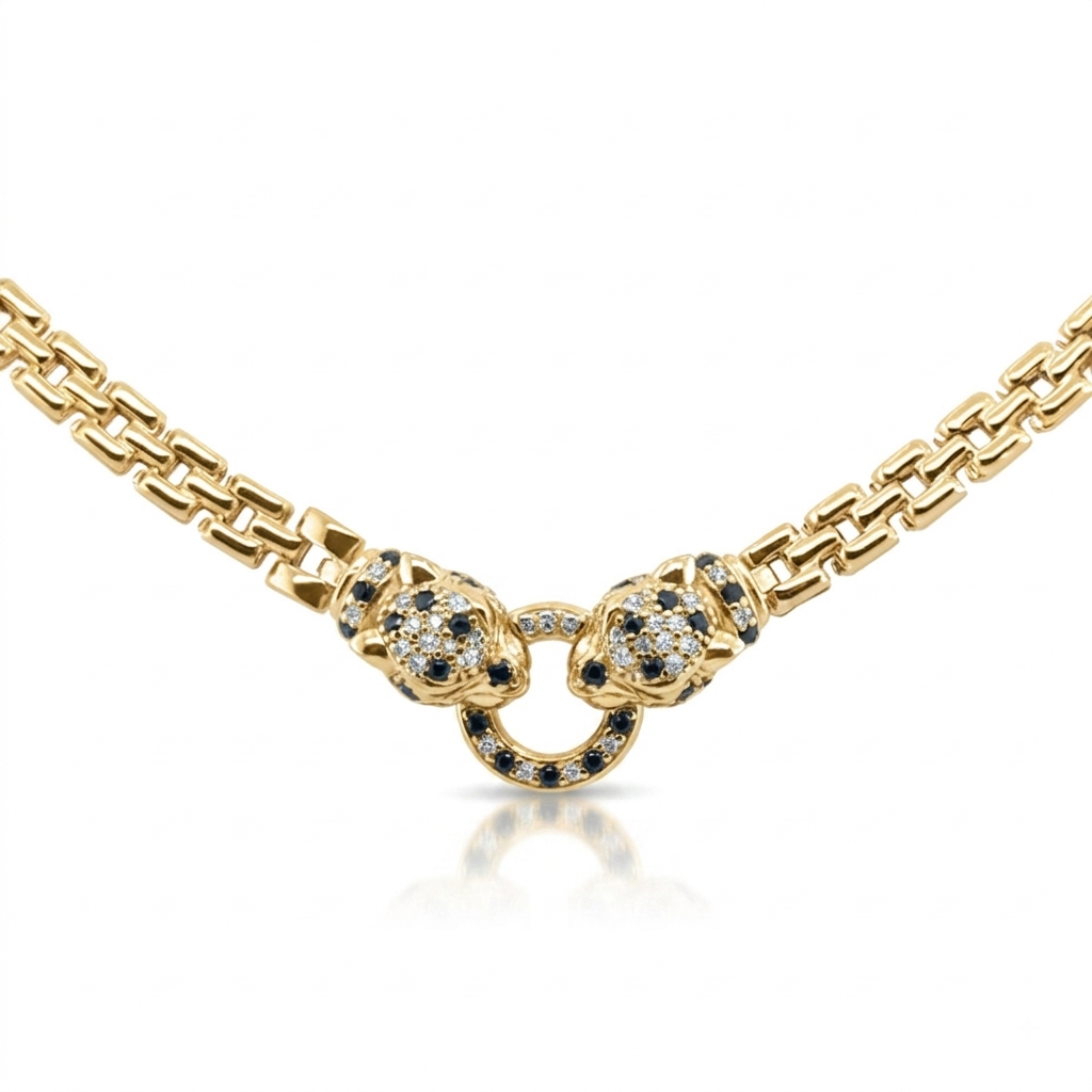 Panther Onyx C.Z. Watchband Necklace