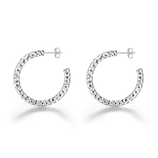Faceted Diamond-cut Hoop Earrings