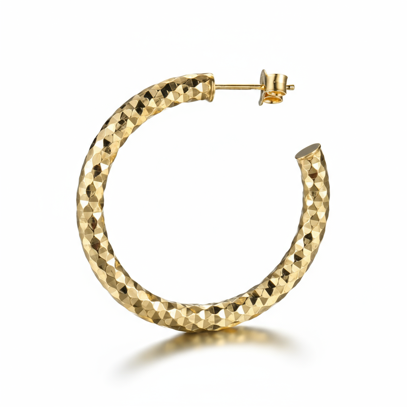Faceted Diamond-cut Hoop Earrings