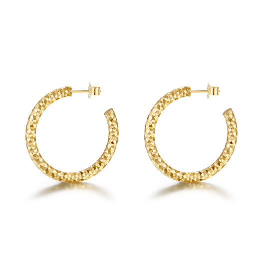 Faceted Diamond-cut Hoop Earrings
