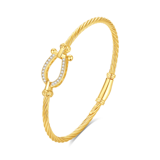 Horseshoe Buckle C.Z. Cable Bangle